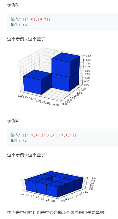 Leedcode 三维形体的表面积 Xiaozhangwang 博客园